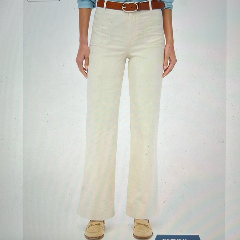 NWT J. Crew Lizzie High-Rise Patch-Pocket Wide-Leg Pant Size 29 Cream (Natural)